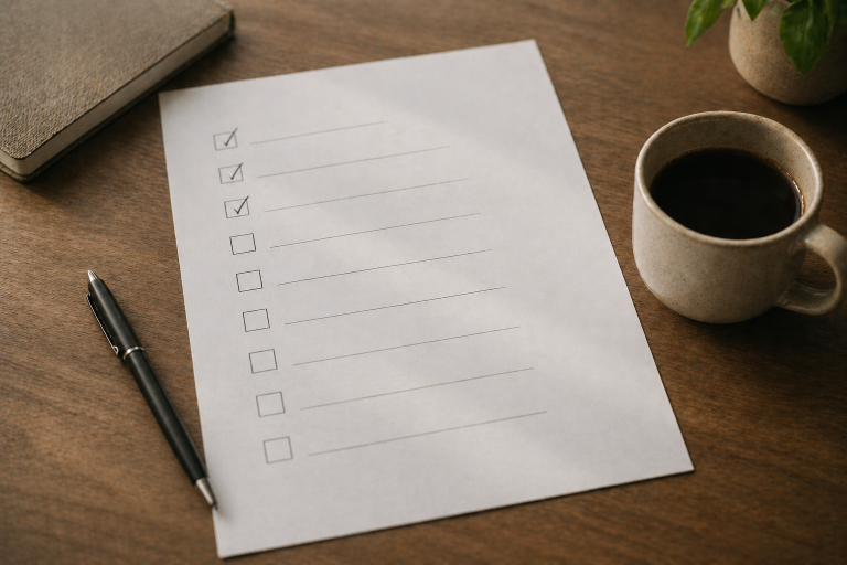 A printed search engine optimization checklist representing a beginner action plan