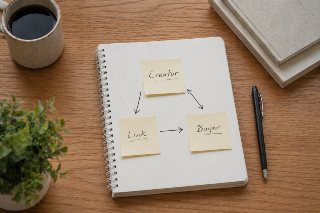 Simple visual showing how affiliate marketing for beginners commission flow works
