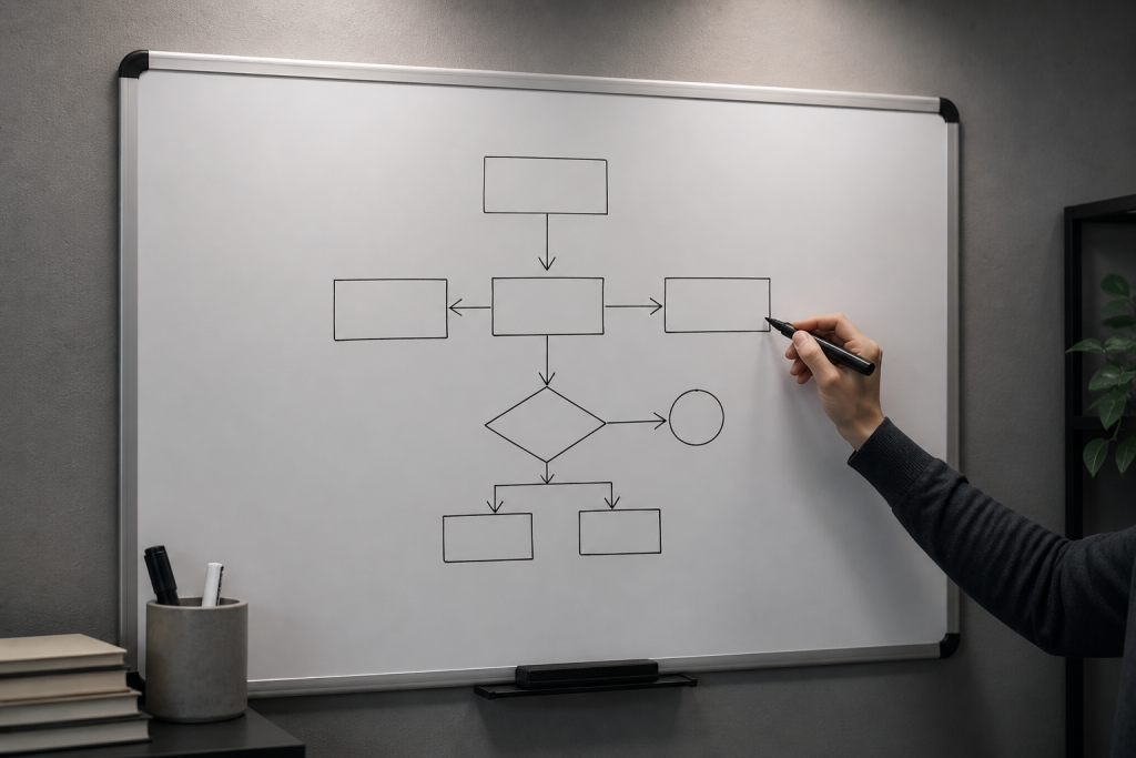 A visual comparison of types of affiliate marketing strategies drawn on a whiteboard