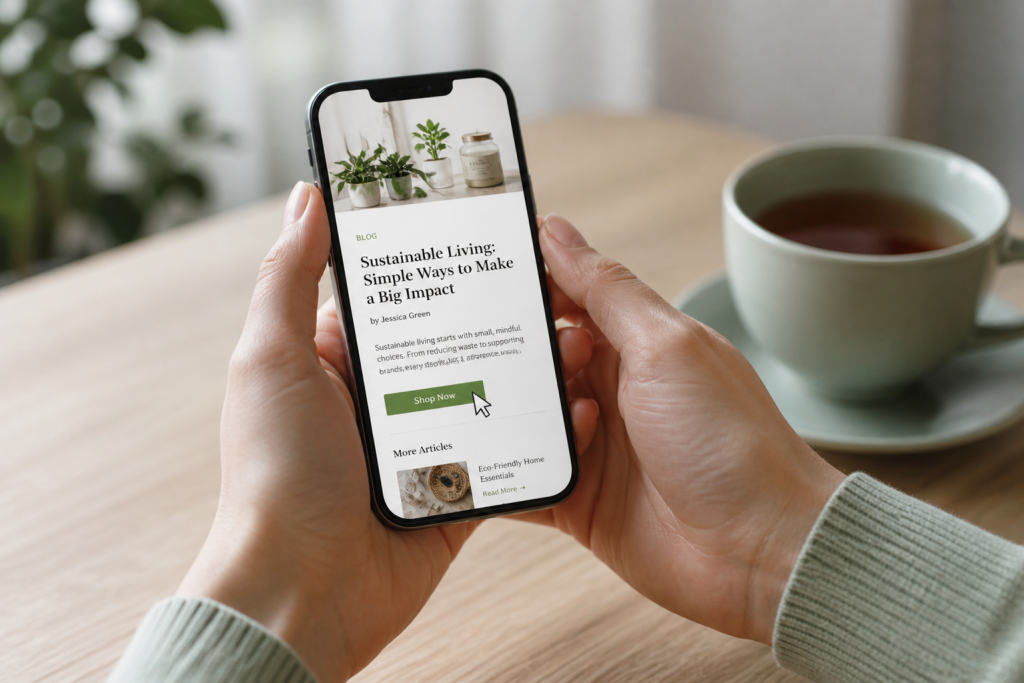 ffiliate marketing for beginners showing affiliate link click on smartphone screen