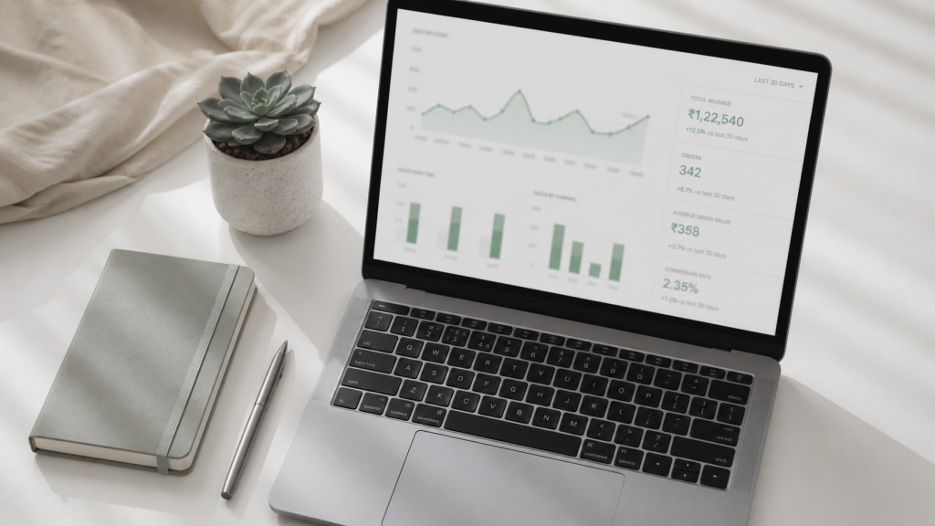 affiliate marketing commission tracking dashboard showing passive income growth