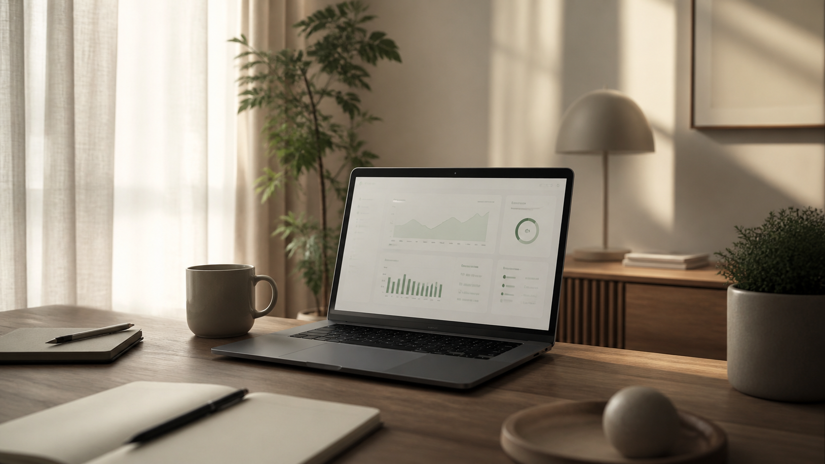 A person exploring types of affiliate marketing on a laptop at a clean home office desk